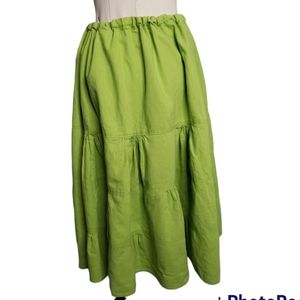 Linen Cotton Tiered Tucked Midi Prarie Cottagecore Drawstring Skirt Eddi…